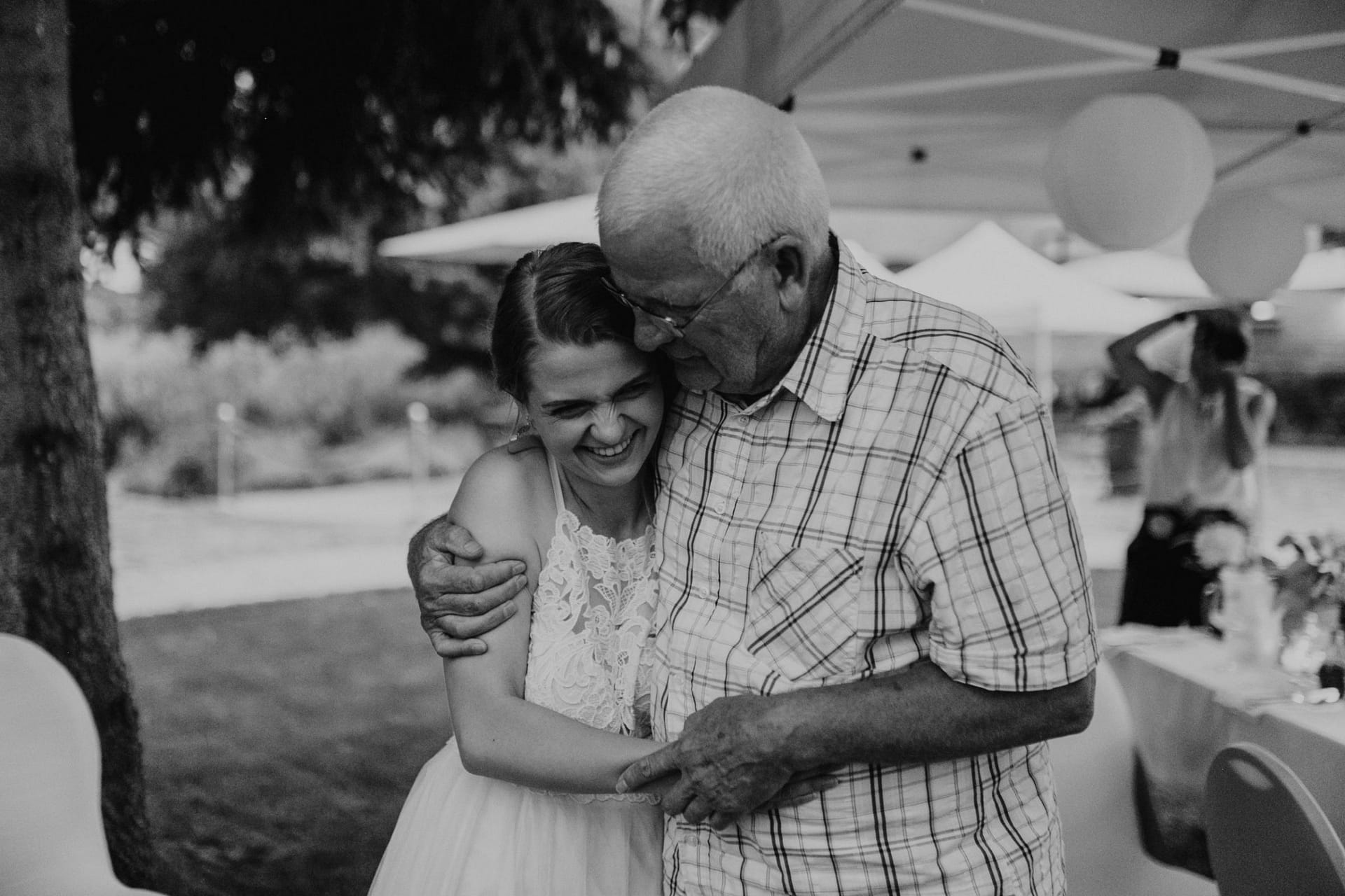 grandpa, grandfather, grandchild, grandchildren, laughter, laughing, wedding guests